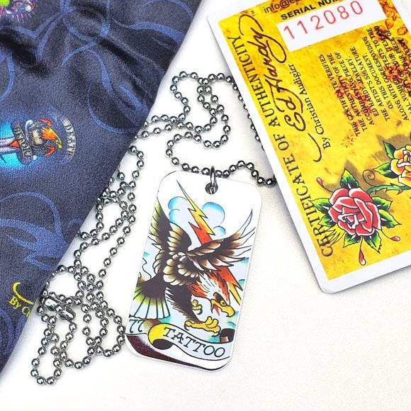 ED HARDY VINTAGE Style Necklace /Eagle Single dog tag/ Hard Rock Accessories - Picture 2 of 6